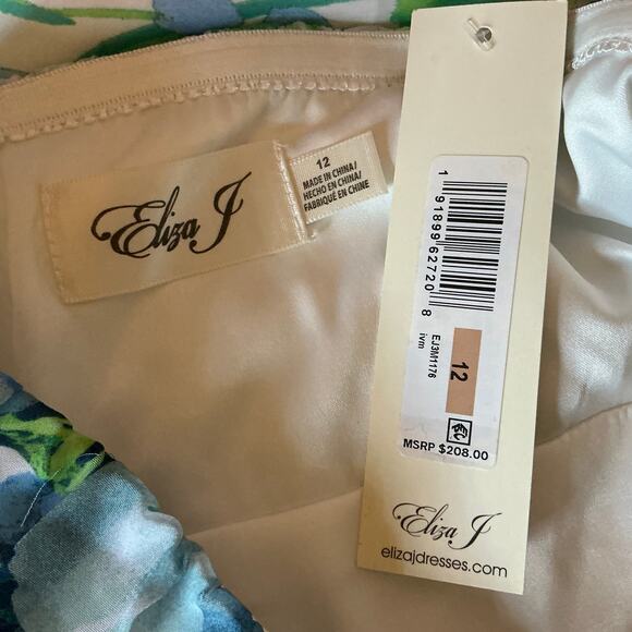 Eliza J Women's Floral Chiffon Evening Gown Blue Size 12 Cut Out Maxi Dress - Picture 10 of 14